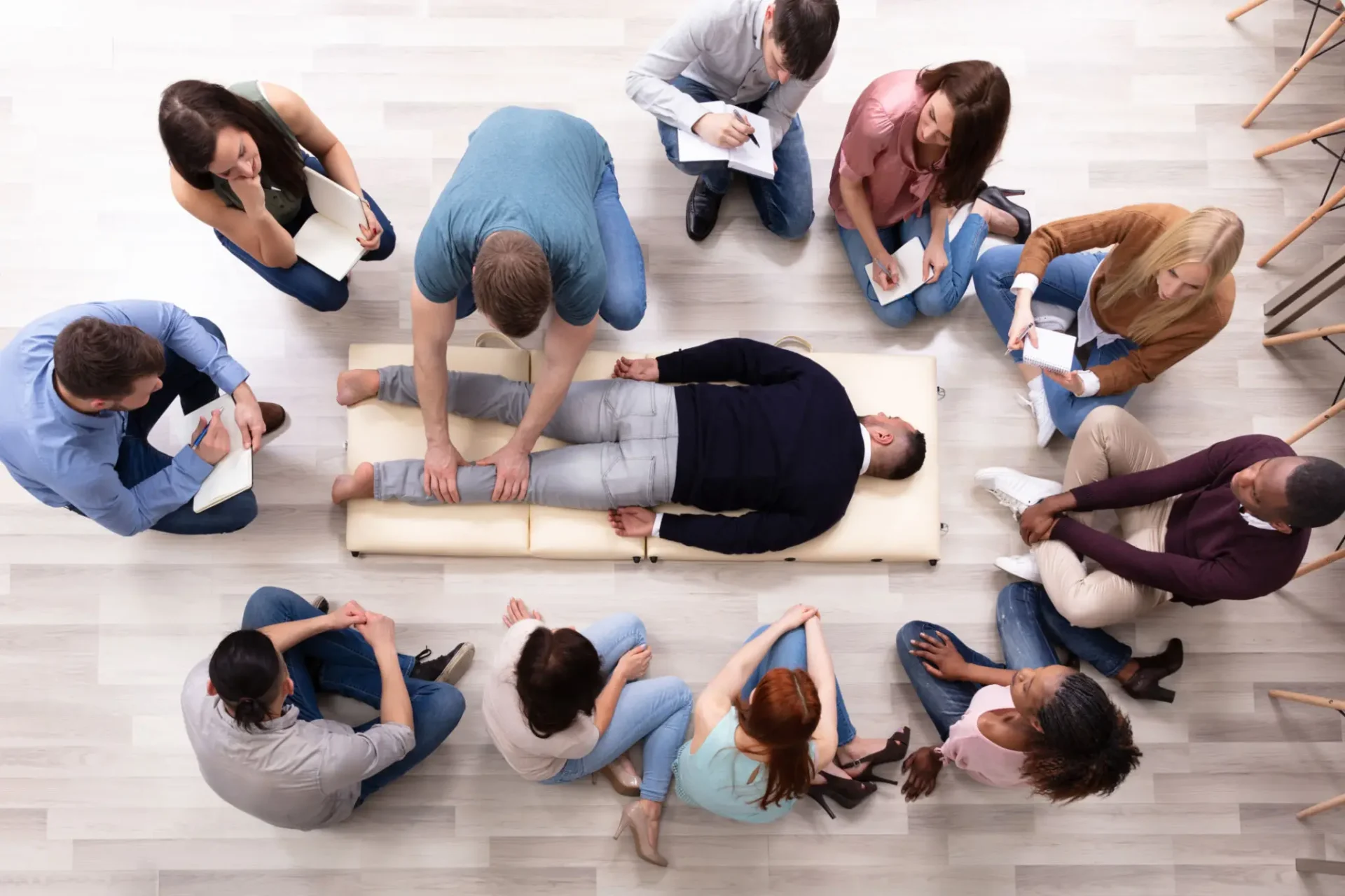 People learning emergency medical techniques